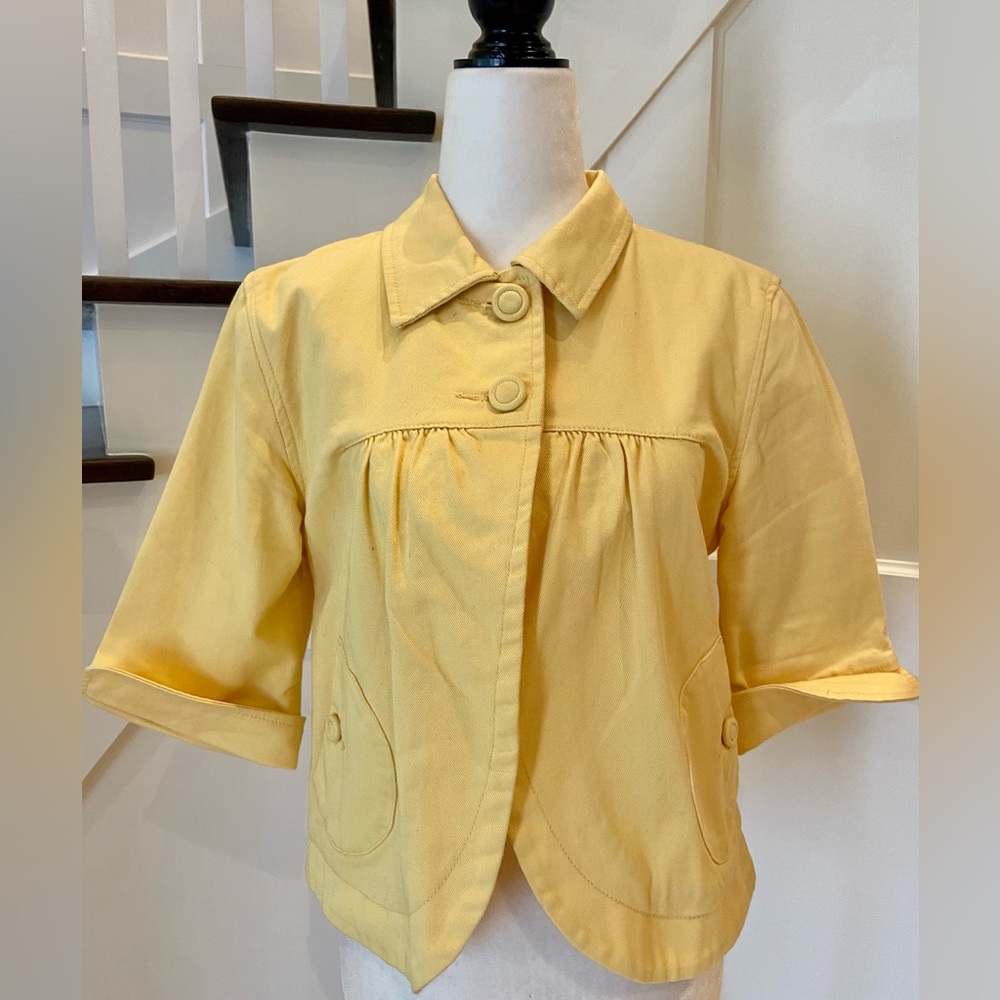 Yellow Cropped Denim Jacket - Picture 5 of 12